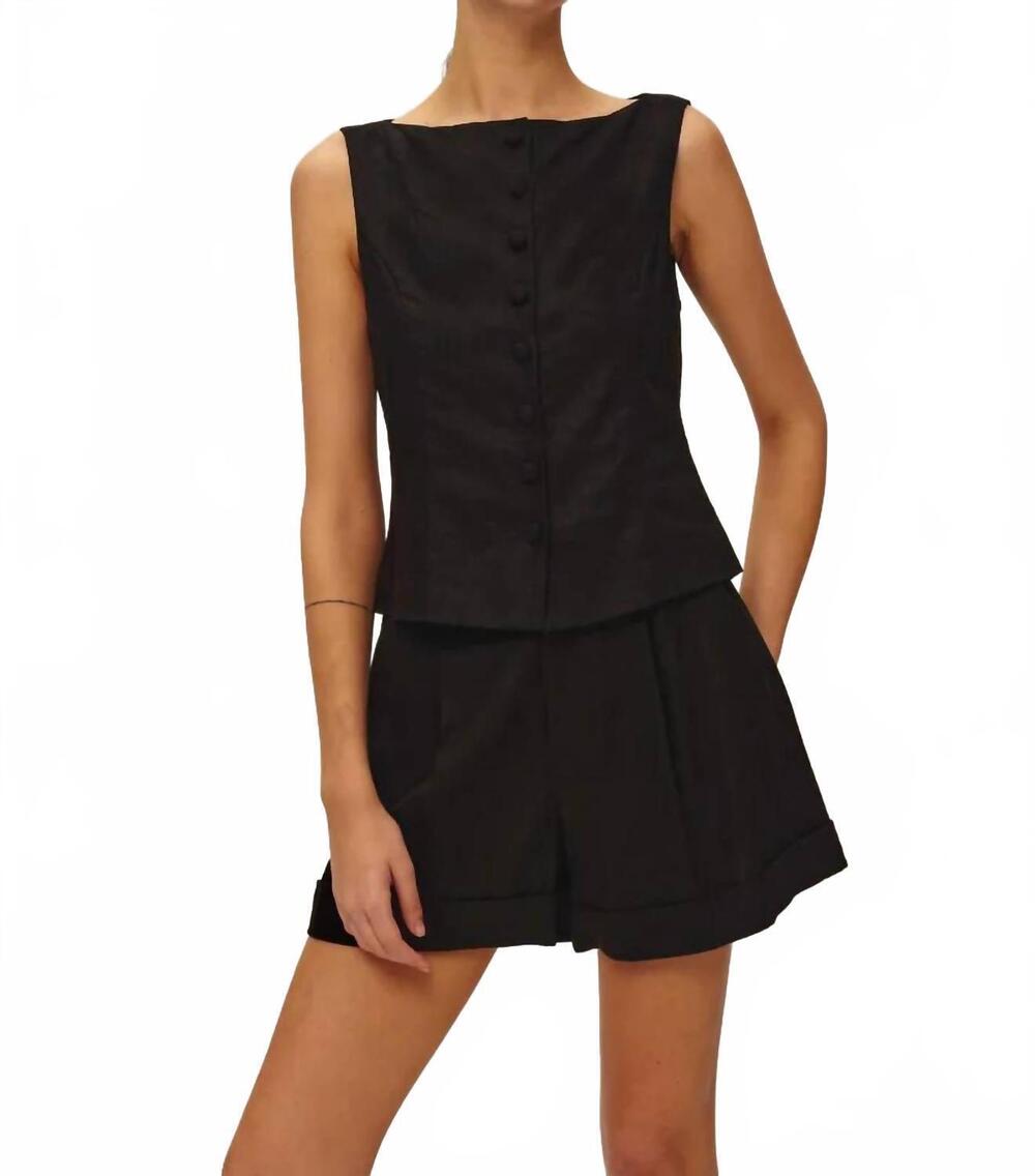 NEW ELODIE THE LABEL gemma linen top in black